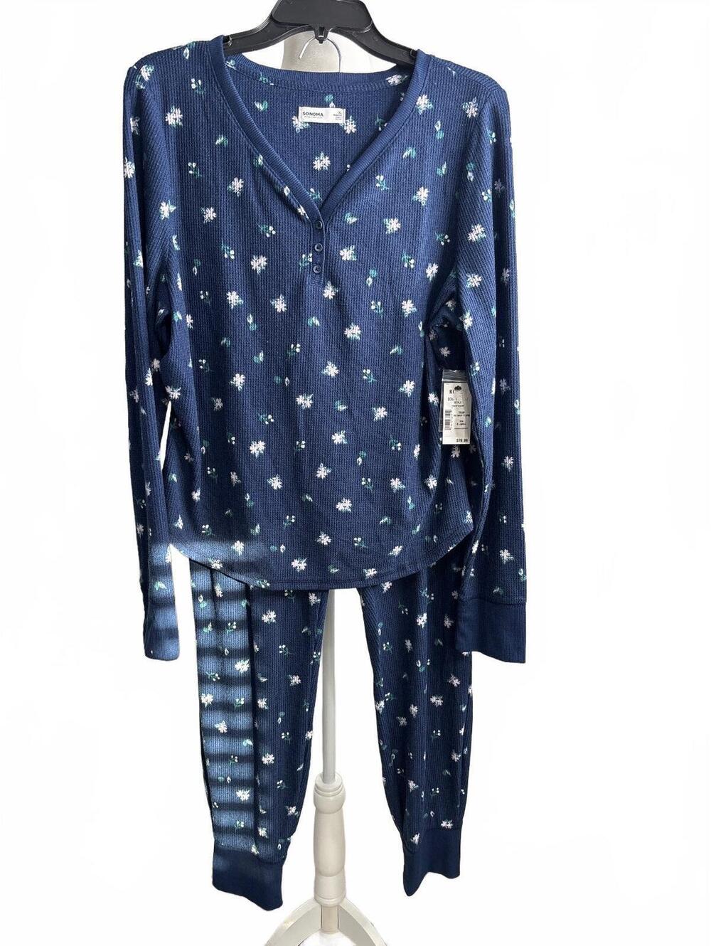 Sonoma Women's XL Navy Blue Floral Sleepwear Pajama Set